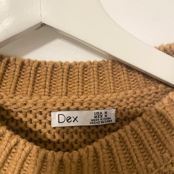 DEX caramel brown cable knit 100% cotton relaxed-fit sweater - Picture 2 of 3